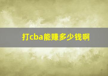 打cba能赚多少钱啊