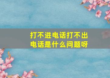 打不进电话打不出电话是什么问题呀