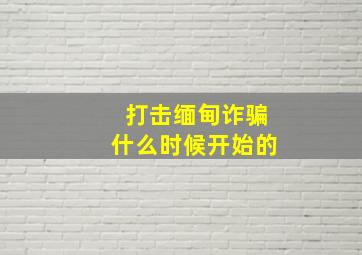 打击缅甸诈骗什么时候开始的