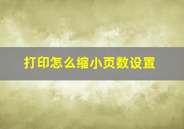 打印怎么缩小页数设置