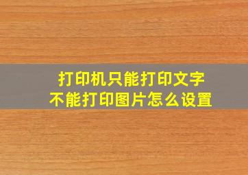 打印机只能打印文字不能打印图片怎么设置