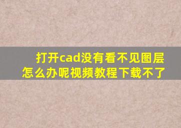 打开cad没有看不见图层怎么办呢视频教程下载不了