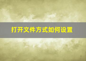 打开文件方式如何设置