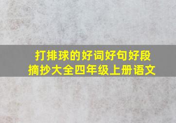 打排球的好词好句好段摘抄大全四年级上册语文