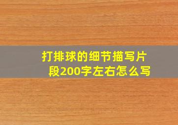 打排球的细节描写片段200字左右怎么写