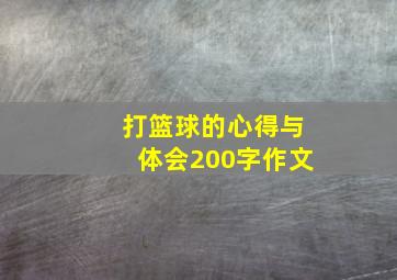 打篮球的心得与体会200字作文