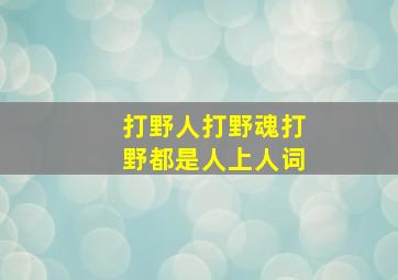 打野人打野魂打野都是人上人词