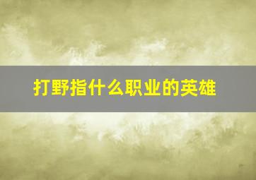 打野指什么职业的英雄