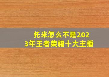 托米怎么不是2023年王者荣耀十大主播