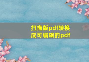 扫描版pdf转换成可编辑的pdf