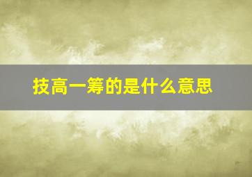 技高一筹的是什么意思