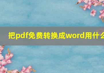 把pdf免费转换成word用什么