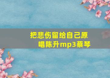 把悲伤留给自己原唱陈升mp3蔡琴