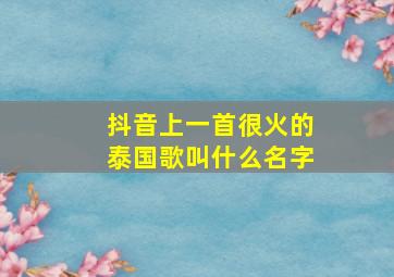 抖音上一首很火的泰国歌叫什么名字