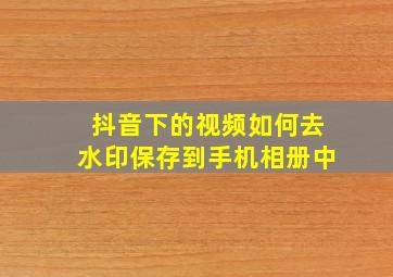 抖音下的视频如何去水印保存到手机相册中