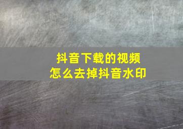 抖音下载的视频怎么去掉抖音水印