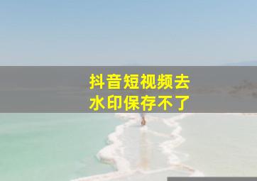 抖音短视频去水印保存不了