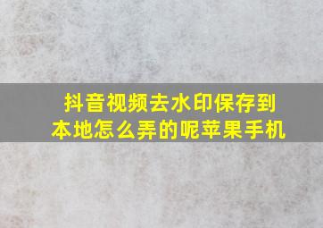 抖音视频去水印保存到本地怎么弄的呢苹果手机