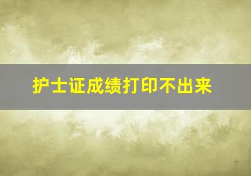 护士证成绩打印不出来