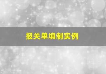 报关单填制实例