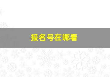 报名号在哪看