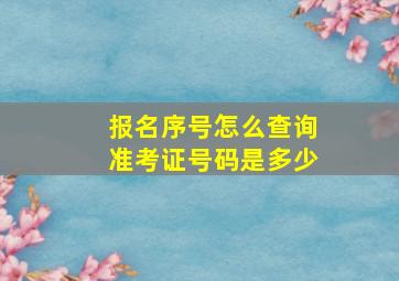 报名序号怎么查询准考证号码是多少