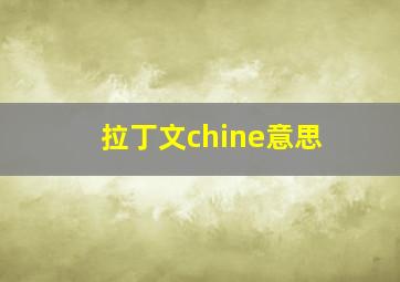 拉丁文chine意思