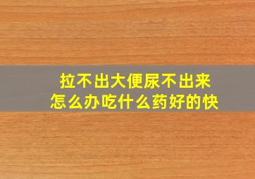 拉不出大便尿不出来怎么办吃什么药好的快