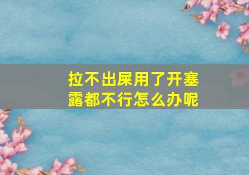 拉不出屎用了开塞露都不行怎么办呢