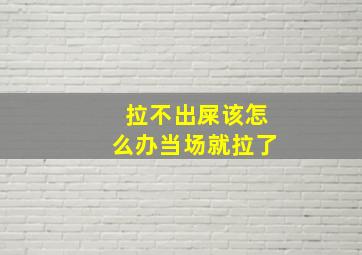 拉不出屎该怎么办当场就拉了