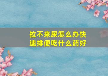 拉不来屎怎么办快速排便吃什么药好