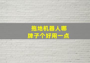 拖地机器人哪牌子个好用一点