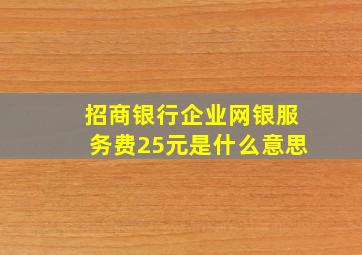 招商银行企业网银服务费25元是什么意思