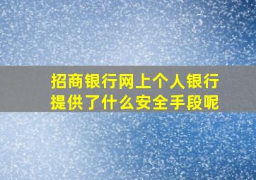 招商银行网上个人银行提供了什么安全手段呢