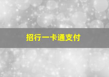 招行一卡通支付