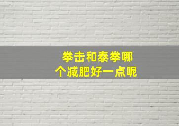 拳击和泰拳哪个减肥好一点呢