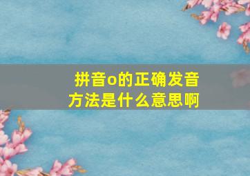 拼音o的正确发音方法是什么意思啊