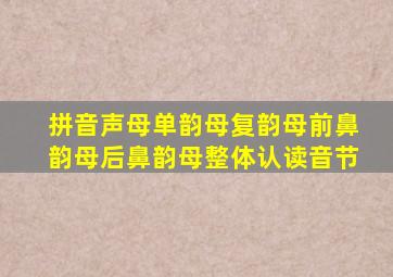 拼音声母单韵母复韵母前鼻韵母后鼻韵母整体认读音节