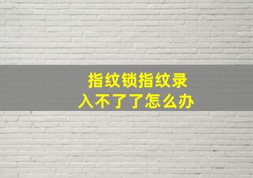 指纹锁指纹录入不了了怎么办