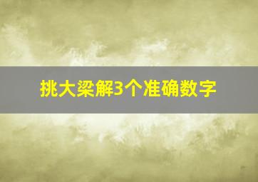 挑大梁解3个准确数字