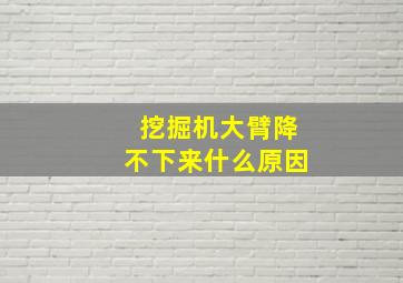 挖掘机大臂降不下来什么原因