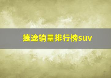 捷途销量排行榜suv