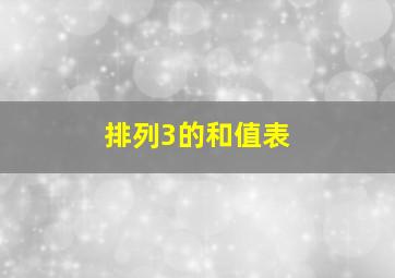 排列3的和值表