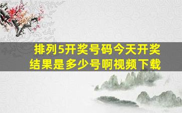 排列5开奖号码今天开奖结果是多少号啊视频下载