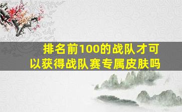 排名前100的战队才可以获得战队赛专属皮肤吗