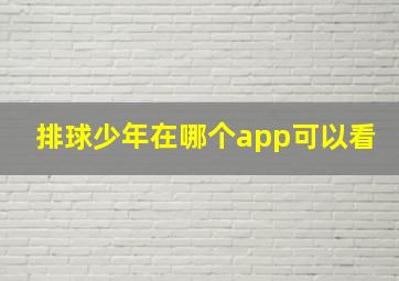 排球少年在哪个app可以看