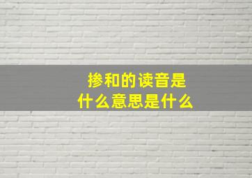 掺和的读音是什么意思是什么