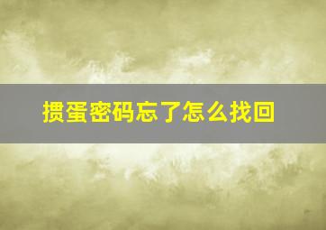 掼蛋密码忘了怎么找回