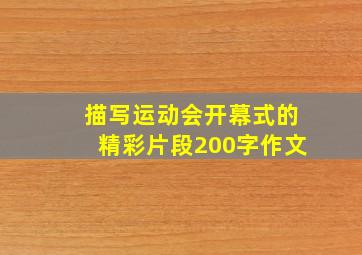 描写运动会开幕式的精彩片段200字作文