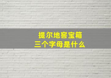 提尔地窖宝箱三个字母是什么